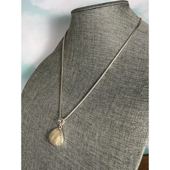 Rutilated Quartz 925 Sterling Silver Teardrop Shaped Pendant Necklace 21” 24.08g - Picture 5 of 16